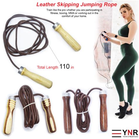 R F Leather Skipping Rope Weighted Jump For Ajustable Light Brown For