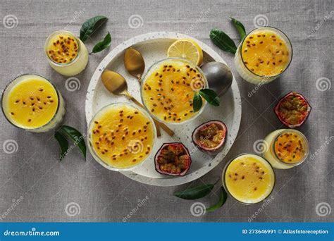 Concept Of Delicious Food Passion Fruit Mousse Stock Image Image Of