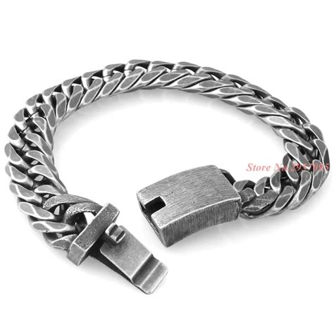 Big Stainless Steel Bracelet Men Jewelry Wholesale Black Color 13 Mm