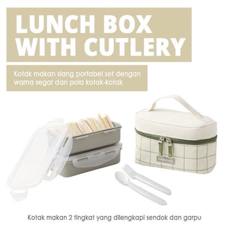 Jual Lock N Lock Lunch Box 2 Pcs With Bag Spoon Fork Set Kotak Bekal