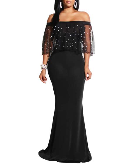 Lalagen Women Plus Size Off Shoulder Mermaid Party Dress Formal Evening