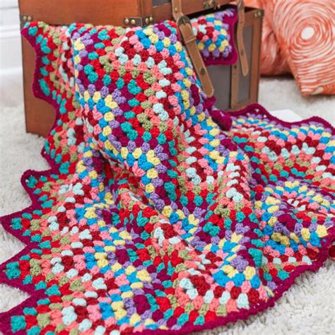 Free Easy Red Heart Throw Back Granny Chevron Crochet Pattern