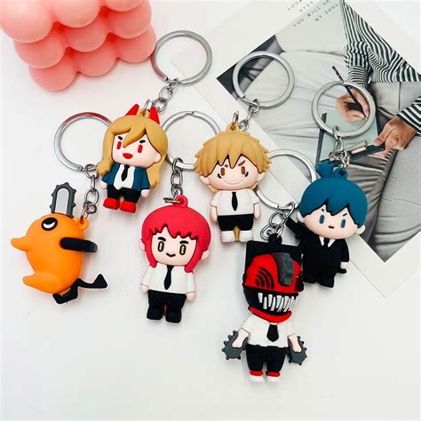 Anime Chainsaw Man Kawaii Cosplay Keychain Denji Makima Aki