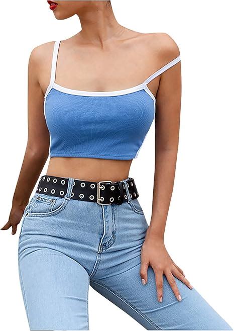 Tops Bauchfrei Damen Ulanda Mädchen Crop Tops Spaghettiträger Kurz