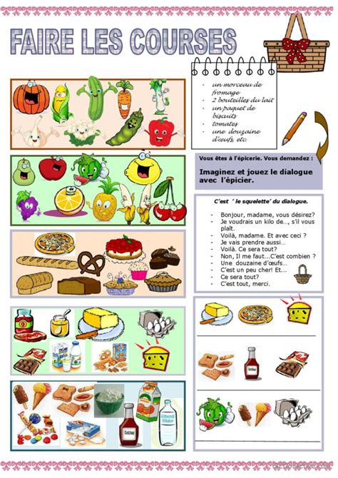 Faire Les Courses Fran Ais Fle Fiches Pedagogiques Pdf Doc