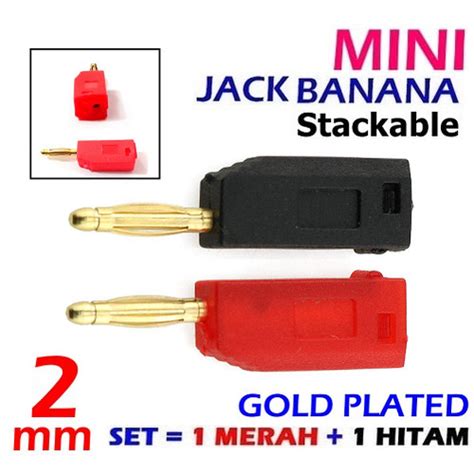 Jual Jack Banana Plug Mini Stackable 2mm Konektor Male Merah Hitam