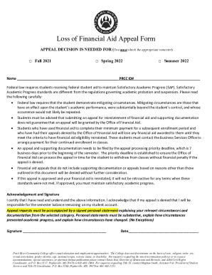 Fillable Online Loss Of Financial Aid Appeal Form Prcc Edu Fax Email