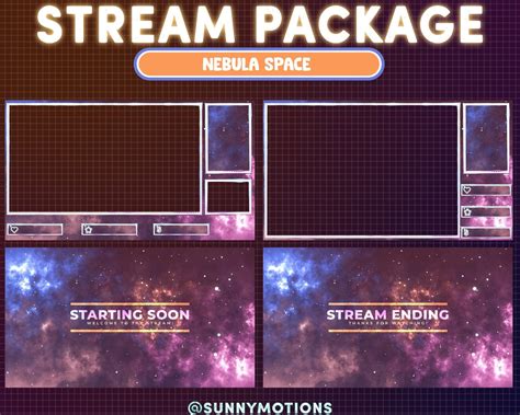 FULL ANIMATED Twitch Stream Overlay Package Nebula Colorful Etsy