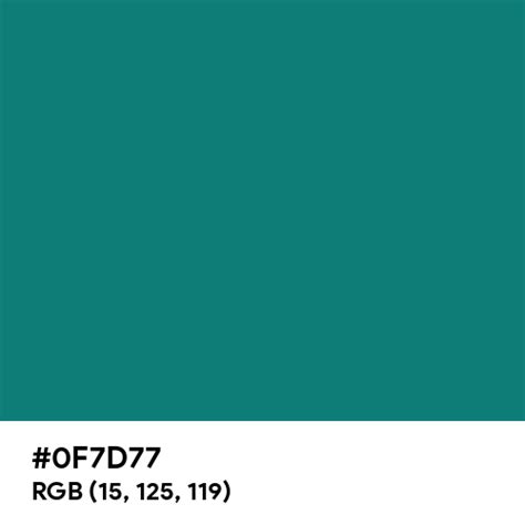 Dark Aquamarine Blue color hex code is #0F7D77