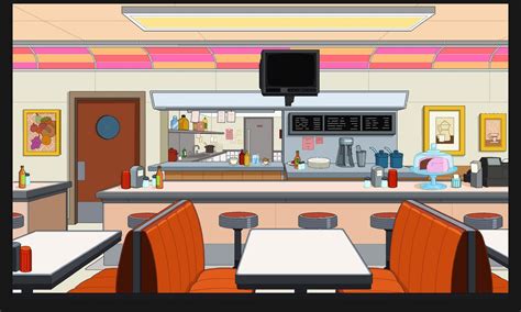 Diner interior | Animation background, Scene drawing, Environmental art