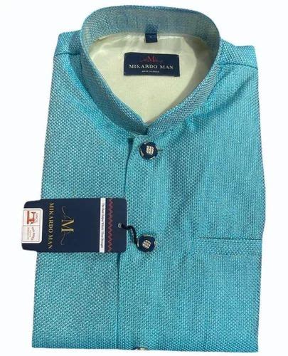 Men Plain Cotton Sky Blue Kurta At Rs 495 Men Cotton Kurta In Mumbai