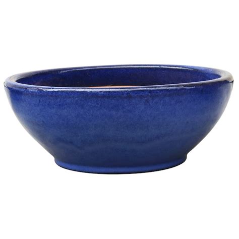 Allen Roth Round 13 In W Small Blue Ceramic Indooroutdoor Low Bowl