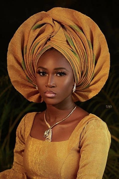 Africa Party Gold Nigeria Gele Headtie Hat Aso Oke Etsy African