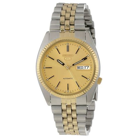 Seiko Seiko Mens Snxj92 5 Automatic Two Tone Steel Gold Tone Dial Watch