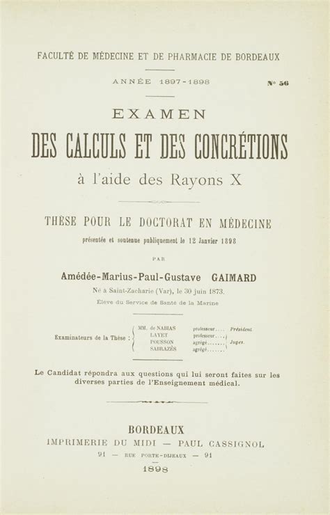 Examen Des Calculs Et Des Concr Tions L Aide Des Rayons X Th Se Pour