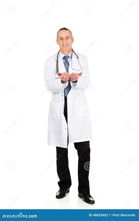 Full Length Mature Male Doctor With Open Hands Stock Photo Image Of Show Medic 48826402