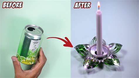 4 Aluminum Can Craft Diy Beautiful Candle Holder Youtube