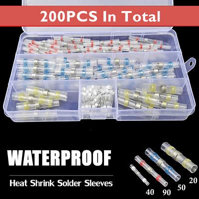 Pcs Solder Seal Sleeve Heat Shrink Butt Wire Connectors Waterproof