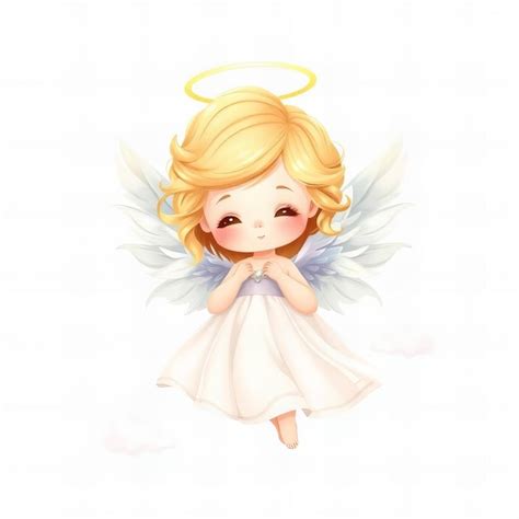 cartoon angel  halo  wings  white dress premium ai generated