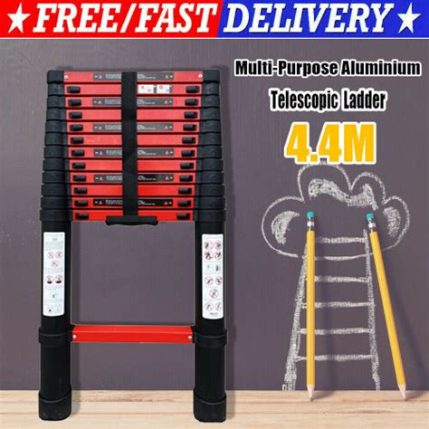 4 4M Portable Multi Purpose Aluminium Telescopic Folding Ladder 150KG