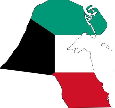 Stylized Outline Map Of Kuwait With National Flag Icon Flag Color Map