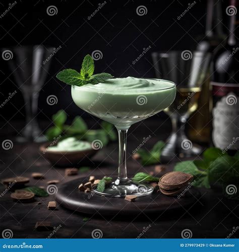 Sweet And Creamy Grasshopper Cocktail Made With Creme De Menthe White Creme De Cacao Heavy