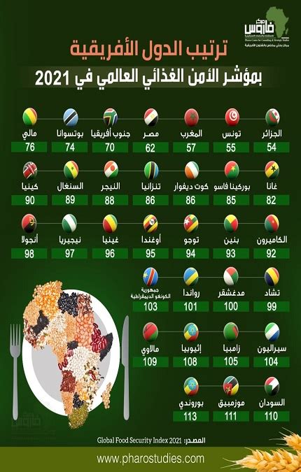 إنفوجراف ترتيب الدول الأفريقية بمؤشر الأمن الغذائي العالمي في 2021
