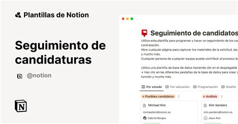 Plantilla Seguimiento De Candidaturas De Notion Notion Marketplace