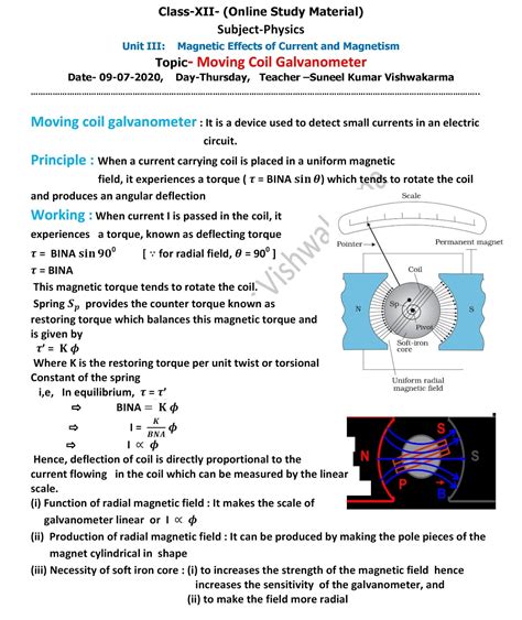 Moving coil galvanometer