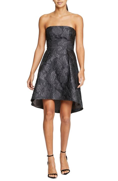 Halston Heritage Jacquard Strapless Fit And Flare Cocktail Dress