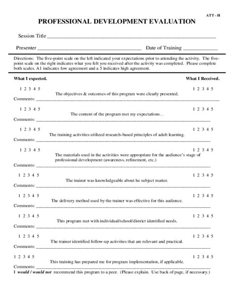 2025 Professional Development Evaluation Form Fillable Printable Pdf