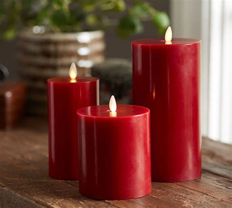 Premium Flickering Flameless Wax Pillar Candles Red Pottery Barn