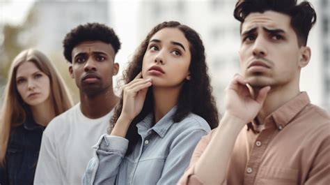 Un Grupo De Personas Se Paran En Una Fila Foto Premium