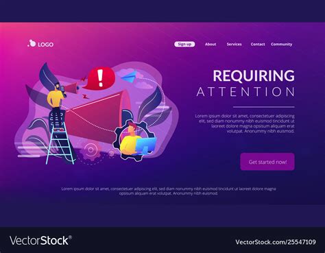 Draw Attention Concept Landing Page Royalty Free Vector