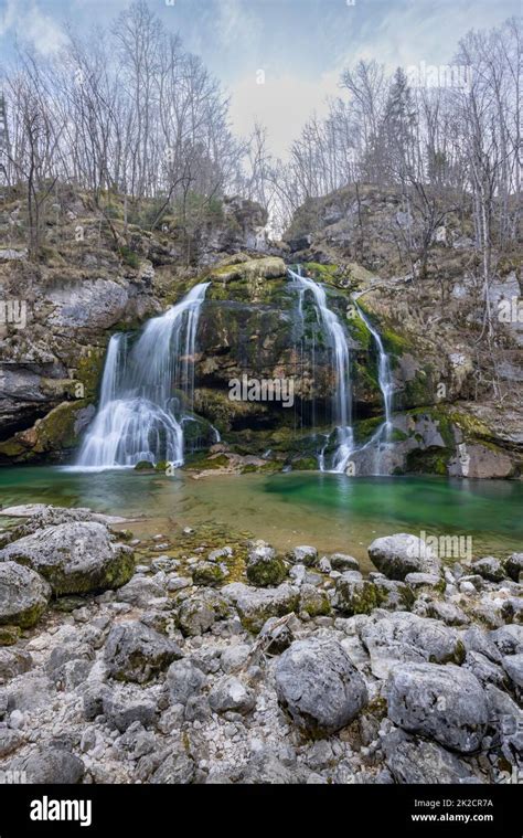 Waterfall Virje Slap Virje Triglavski National Park Slovenia Stock