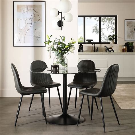 Orbit Round Dining Table Brooklyn Dining Chairs Black Marble