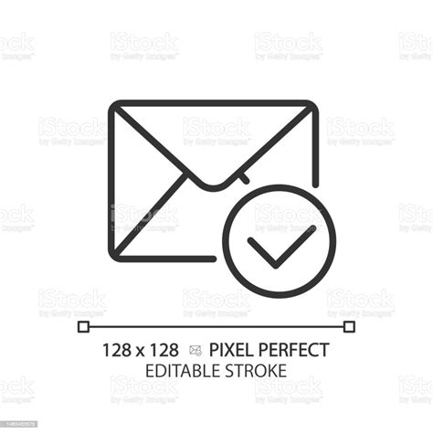 Envelope With Checkmark Pixel Perfect Linear Icon Stock Illustration Download Image Now