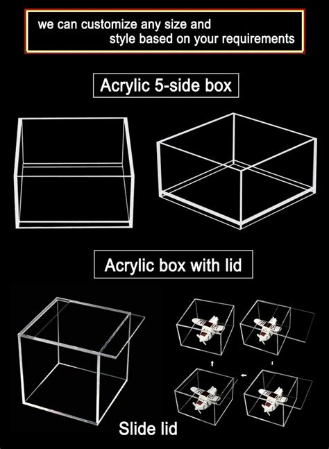 Custom Acrylic Box Clear Acrylic Display Case 5side Box With Lid