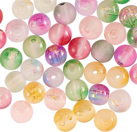 Airssory 400 Pcs 10 Colors 6mm Frosted Crystal Glass Beads Round Ball