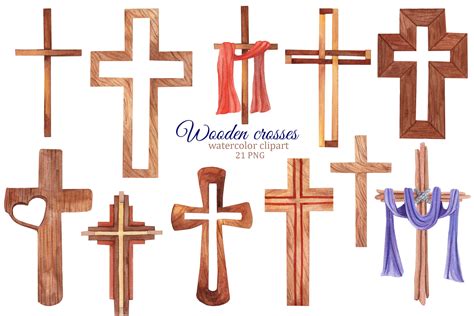 Wooden Cross Watercolor Clipart Graphic By S Yanyeva Creative Fabrica