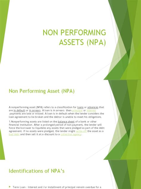 Non Performing Assets Npa Pdf Banks Loans