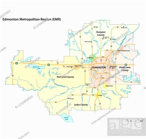 administrative vector map of the Edmonton Metropolitan Region, Alberta ...