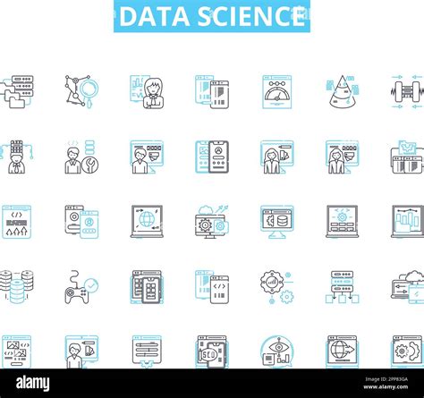 Data Science Linear Icons Set Analytics Algorithms Big Data