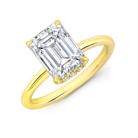 1 15ct Emerald Cut Natural Diamond Solitaire Hidden Halo Pave Diamond