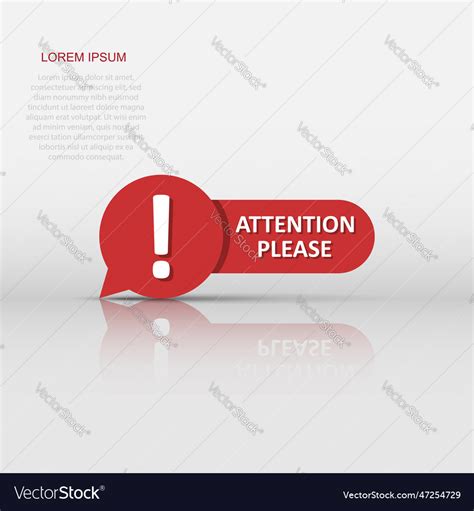 Attention please sign icon in flat style warning Vector Image