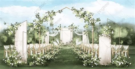 Original White Green Outdoor Lawn Wedding Template Download On Pngtree