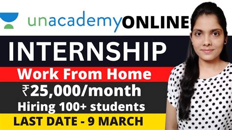 Unacademy Internship 2023 Rs25000 Month Work From Home Part Time