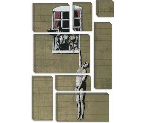 Banksy Naked Man Hanging From Window By Banksy By ICanvasART