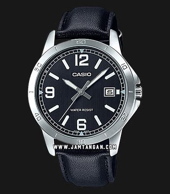 Casio General Mtp V L Budf Men Black Dial Black Leather Band