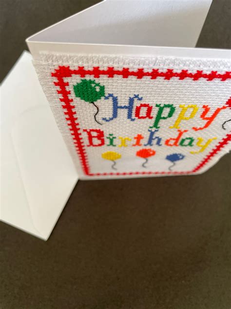 Cross Stitch Card Kit Happy Birthday Card Rainbow Etsy Uk